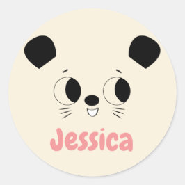 Pegatina Redonda Deslizamiento juguetón del oso de miel