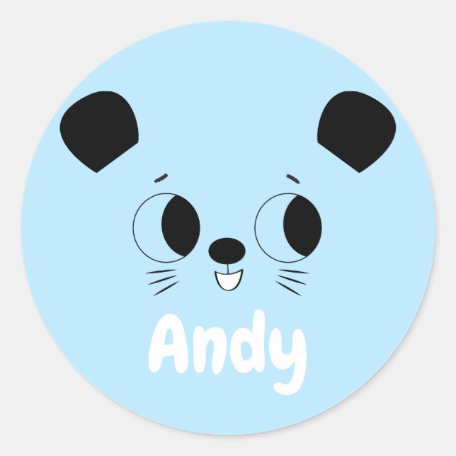 Pegatina Redonda Deslizamiento juguetón del oso de miel (Anverso)