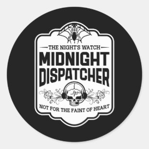 Pegatina Redonda Despacho de medianoche El reloj de la noche 911 ha