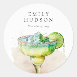 Pegatina Redonda Despedida de Soltera Acuarela Fiesta