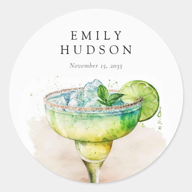 Pegatina Redonda Despedida de Soltera Acuarela Fiesta (Anverso)