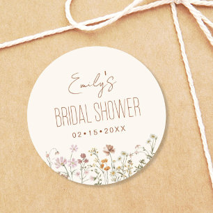 Pegatina Redonda Despedida de Soltera Boho de Flor Silvestre en Jar