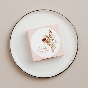 Pegatina Redonda Despedida de Soltera Boho Rústica Terrenal Botánic