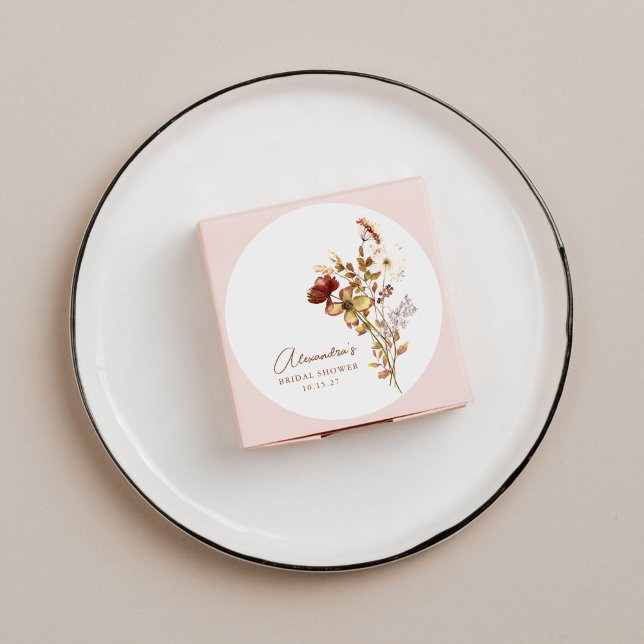 Pegatina Redonda Despedida de Soltera Boho Rústica Terrosa Botánica (Subido por el creador)