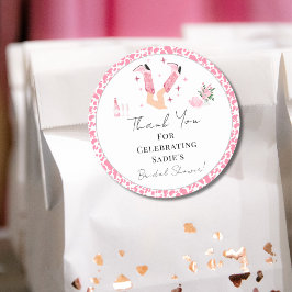 Pegatina Redonda Despedida de Soltera Botas de Vaquero y Burbujas d