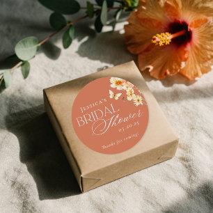 Pegatina Redonda Despedida de soltera cítrica y floral