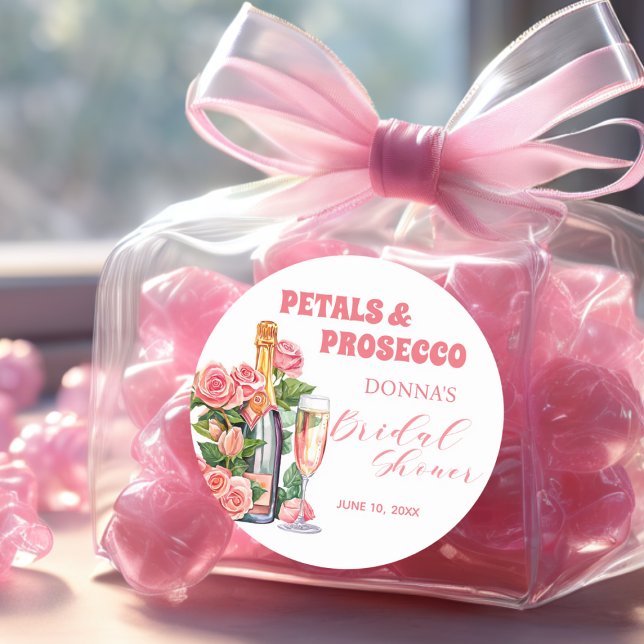 Pegatina Redonda Despedida de soltera con botella de Prosecco y ros (Subido por el creador)