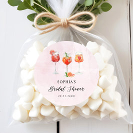 Pegatina Redonda Despedida de soltera con cóctel de fiesta en acuar