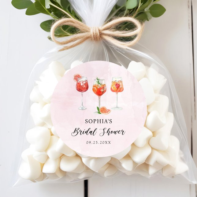 Pegatina Redonda Despedida de soltera con cóctel de fiesta en acuar (Subido por el creador)