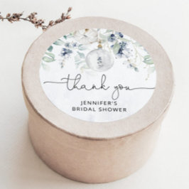 Pegatina Redonda Despedida de soltera con eucalipto de invierno