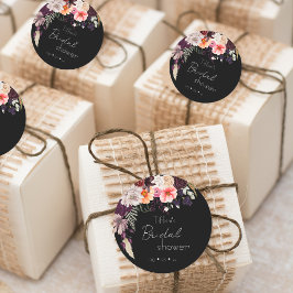 Pegatina Redonda Despedida de soltera con flores y vegetación moder