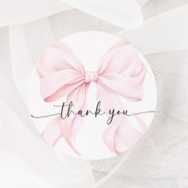 Pegatina Redonda Despedida de soltera con lazo rosa