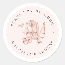 Pegatina Redonda Despedida de Soltera con Pijamas y Prosecco