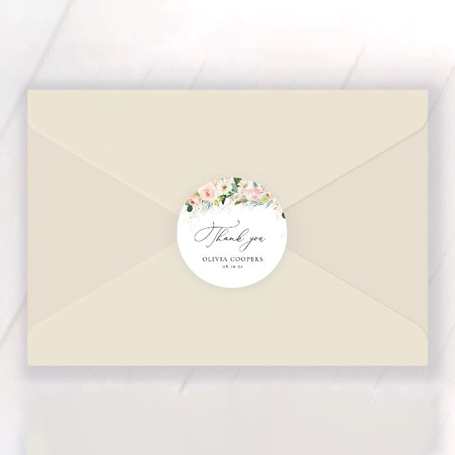 Pegatina Redonda Despedida de Soltera con Rosas Rosadas Ethereal Bl (Subido por el creador)