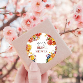 Pegatina Redonda Despedida de soltera con tema de cítricos Main Squ