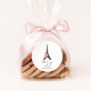 Pegatina Redonda Despedida de soltera con tema de torre eiffel pari
