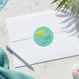 Pegatina Redonda Despedida de soltera con velo de margarita