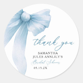 Pegatina Redonda Despedida de Soltera Coquette con Lazo Azul
