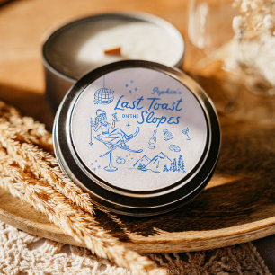 Pegatina Redonda Despedida de soltera de esquí: Último brindis en l