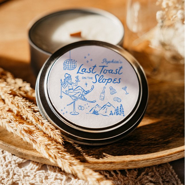 Pegatina Redonda Despedida de soltera de esquí: último brindis en l (Subido por el creador)