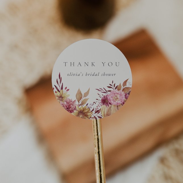 Pegatina Redonda Despedida de soltera de otoño de calabaza y flores (Subido por el creador)