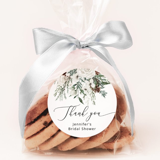 Pegatina Redonda Despedida de soltera de pino perenne de invierno (Subido por el creador)