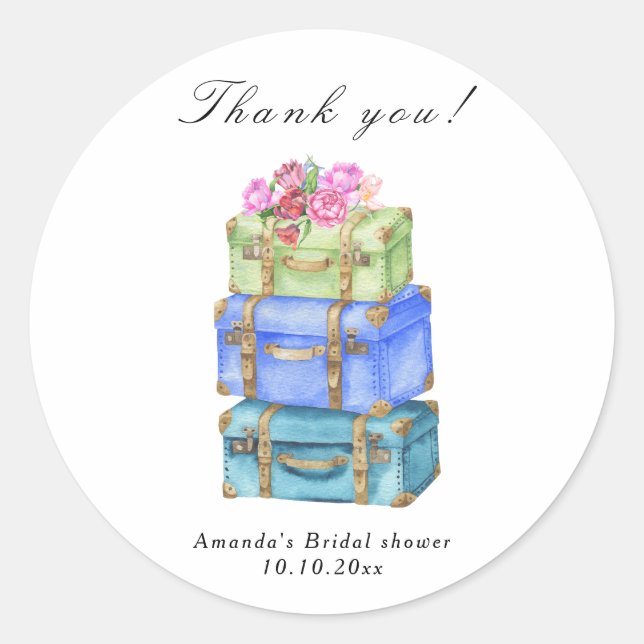 Pegatina Redonda Despedida de soltera de Señorita a Señora (Anverso)