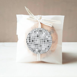 Pegatina Redonda Despedida de soltera disco retro plateada