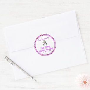 Pegatina Redonda Despedida de soltera, Ducha de Novia Lavanda Púrpu