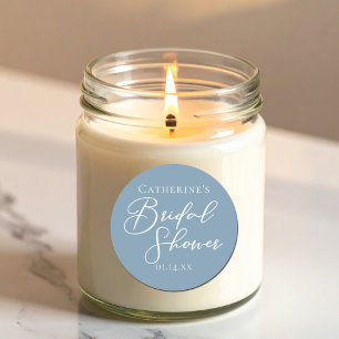 Pegatina Redonda Despedida de soltera en azul polvoriento con guion