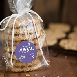 Pegatina Redonda Despedida de Soltera Floral Acuarela Azul Vintage