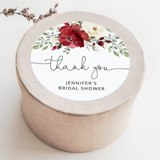 Pegatina Redonda Despedida de soltera floral burgundy (Subido por el creador)