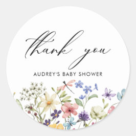 Pegatina Redonda Despedida de Soltera Floral de Flores Silvestres C