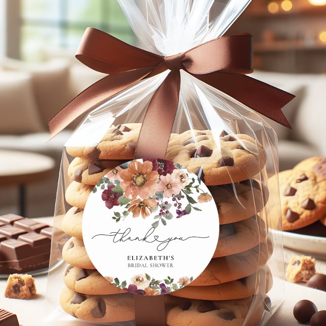 Pegatina Redonda Despedida de soltera floral de otoño en acuarela (Subido por el creador)