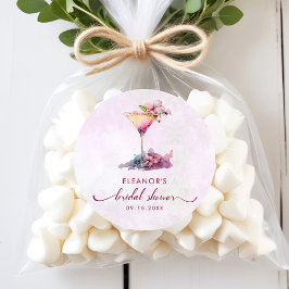 Pegatina Redonda Despedida de Soltera Floral Rosa