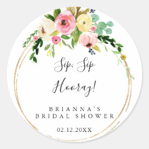 Pegatina Redonda Despedida de soltera Geométrico Dorado Otoño Sip S