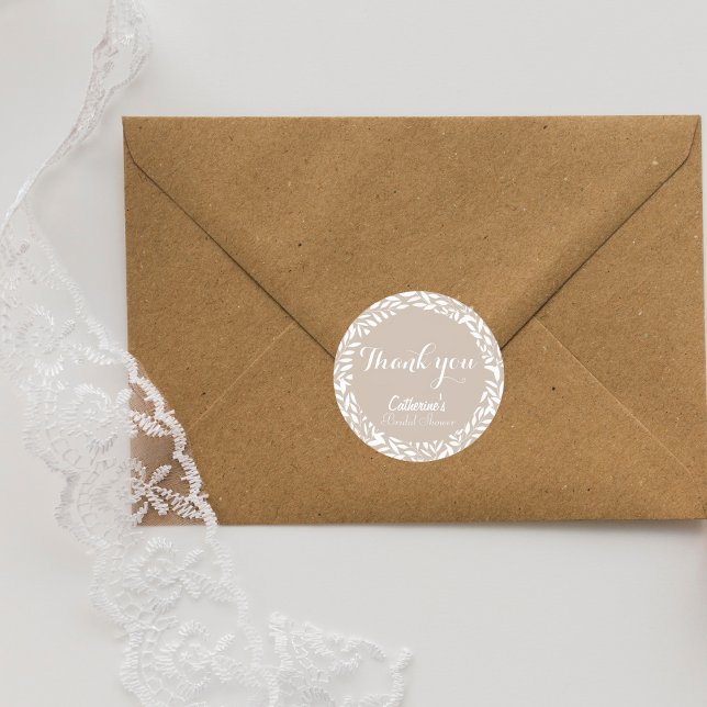 Pegatina Redonda Despedida de Soltera Hojas Beige  (Subido por el creador)