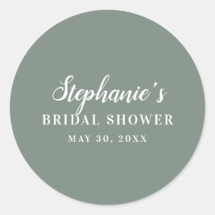 Pegatina Redonda Despedida de Soltera Minimalista en Verde Salvia y
