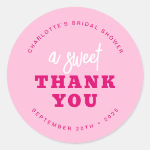 Pegatina Redonda Despedida de Soltera Minimalista Rosa Fucsia Graci