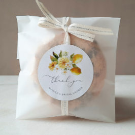 Pegatina Redonda Despedida de soltera moderna de limón