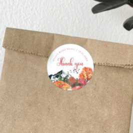 Pegatina Redonda Despedida de soltera Otoño Bosque Montaña