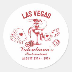 Pegatina Redonda Despedida de soltera personalizada en Las Vegas