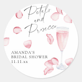 Pegatina Redonda Despedida de soltera Pétalos y Prosecco
