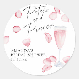 Pegatina Redonda Despedida de soltera Pétalos y Prosecco