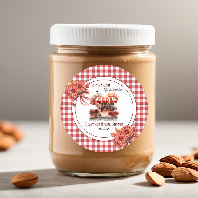 Pegatina Redonda Despedida de soltera picnic campestre en cuadros (Subido por el creador)