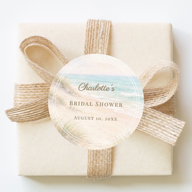 Pegatina Redonda Despedida de soltera playa elegante costero (Subido por el creador)