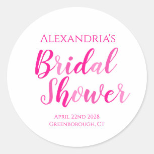 Pegatina Redonda Despedida de soltera Rosa Fucsia Fiesta Moderna