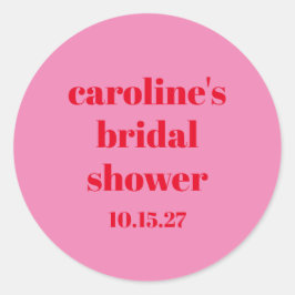 Pegatina Redonda Despedida de Soltera Rosa Rojo Moderno Divertido P