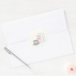 Pegatina Redonda Despedida de Soltera: Té y Libros