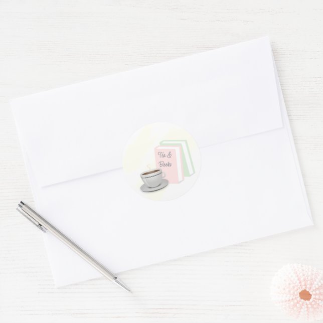 Pegatina Redonda Despedida de Soltera: Té y Libros (Sobre)